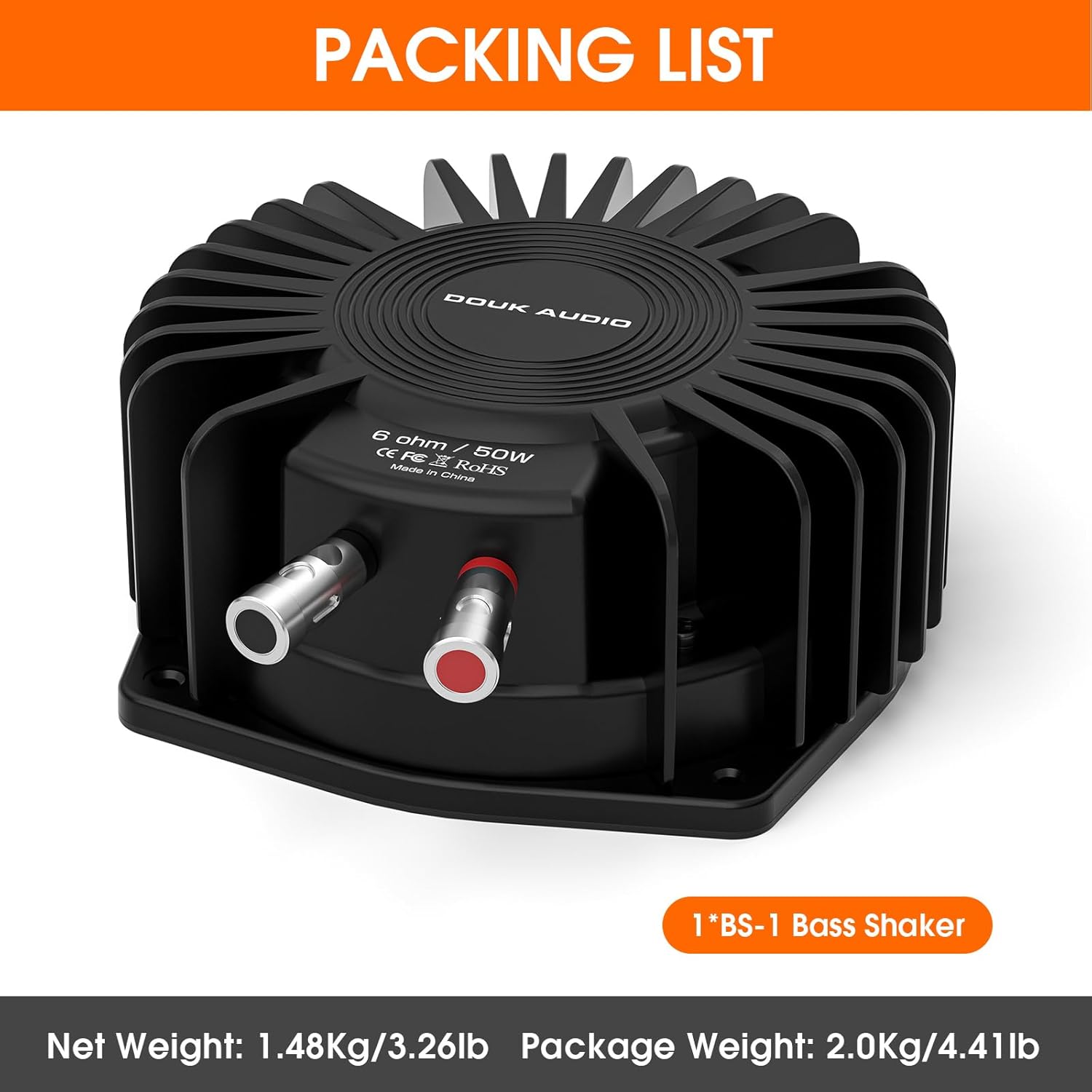 Douk Audio BS-1 Bass Shaker: 50W High Power Tactile Subwoofer Transducer for Home Theater, Car Audio & Gaming Chair Vibration Immersion (1 Pair)