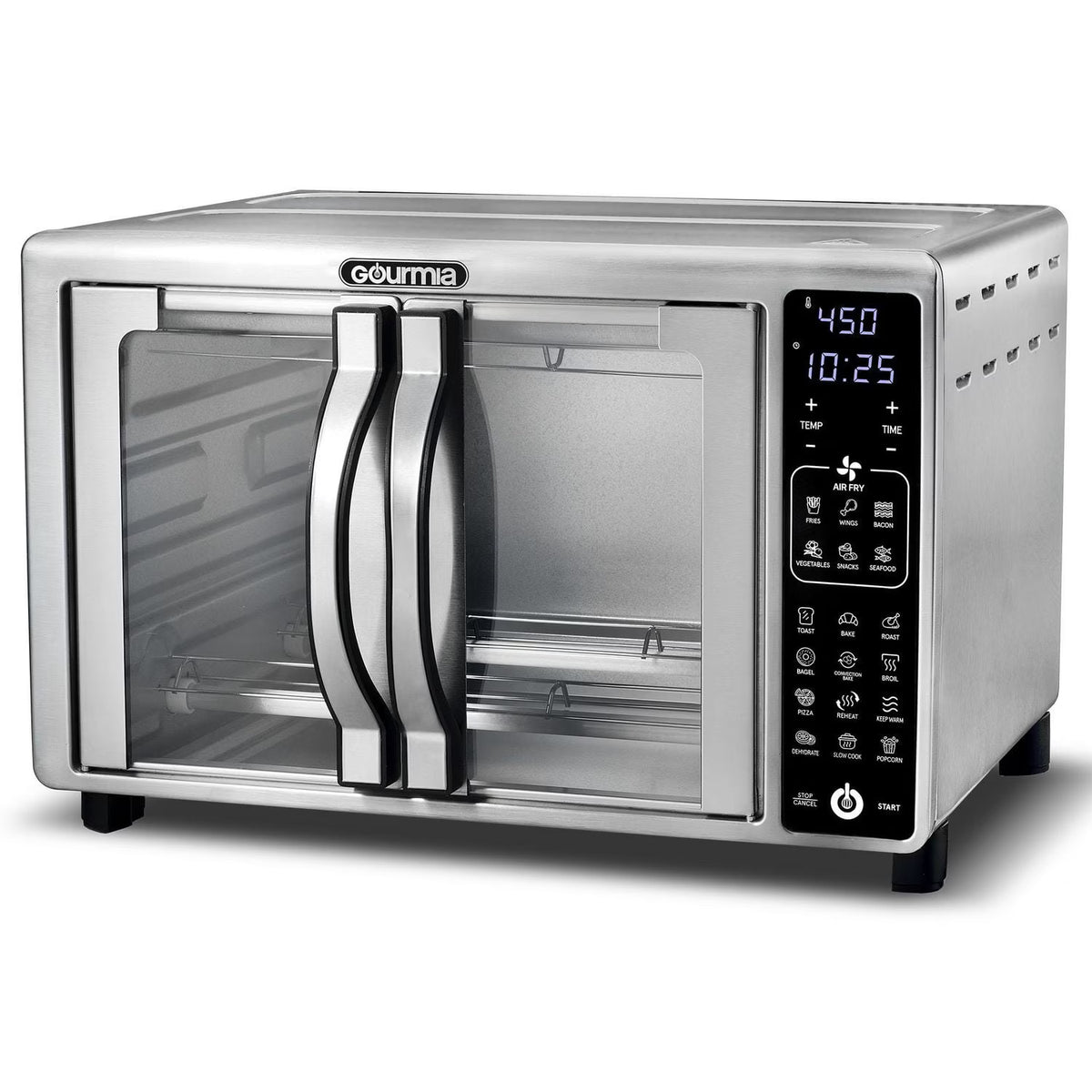 NEW Gourmia GTF2448 Digital Air Fryer Toaster Oven with Single-Pull French Doors, 19 Cooking Presets