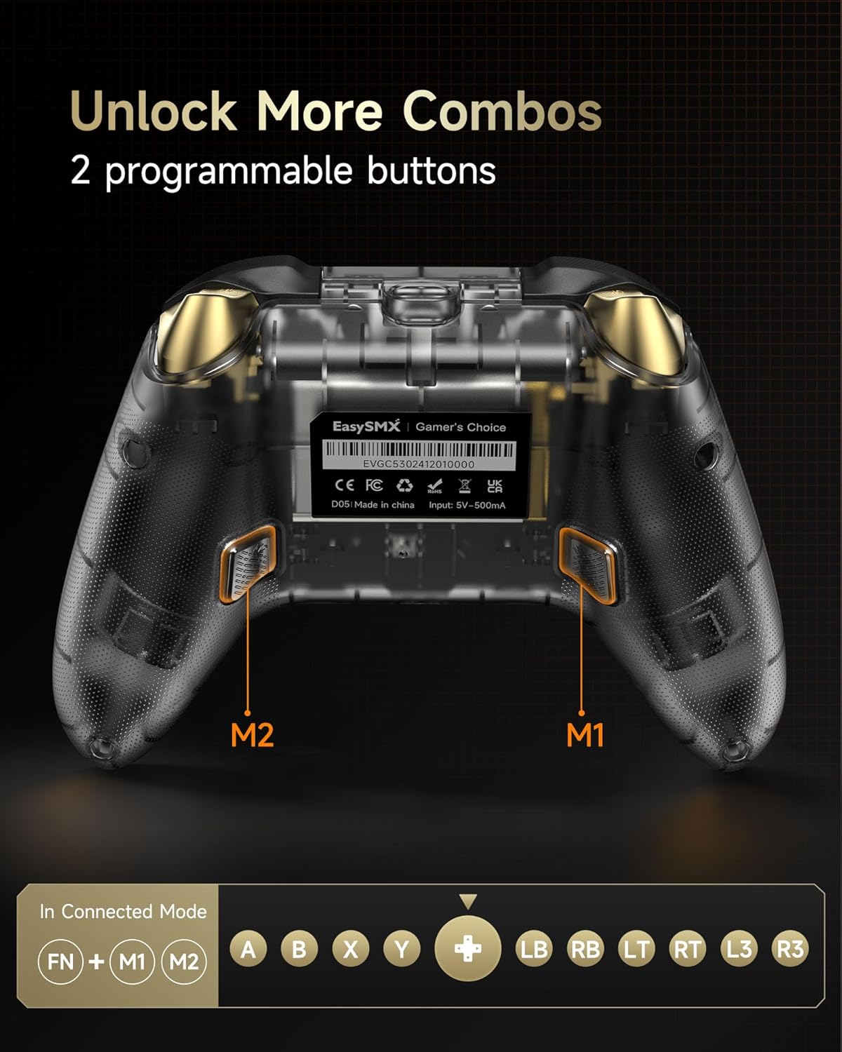 EasySMX D05 PC Controller - Enhanced Wireless Bluetooth Pro Controller with Charging Dock