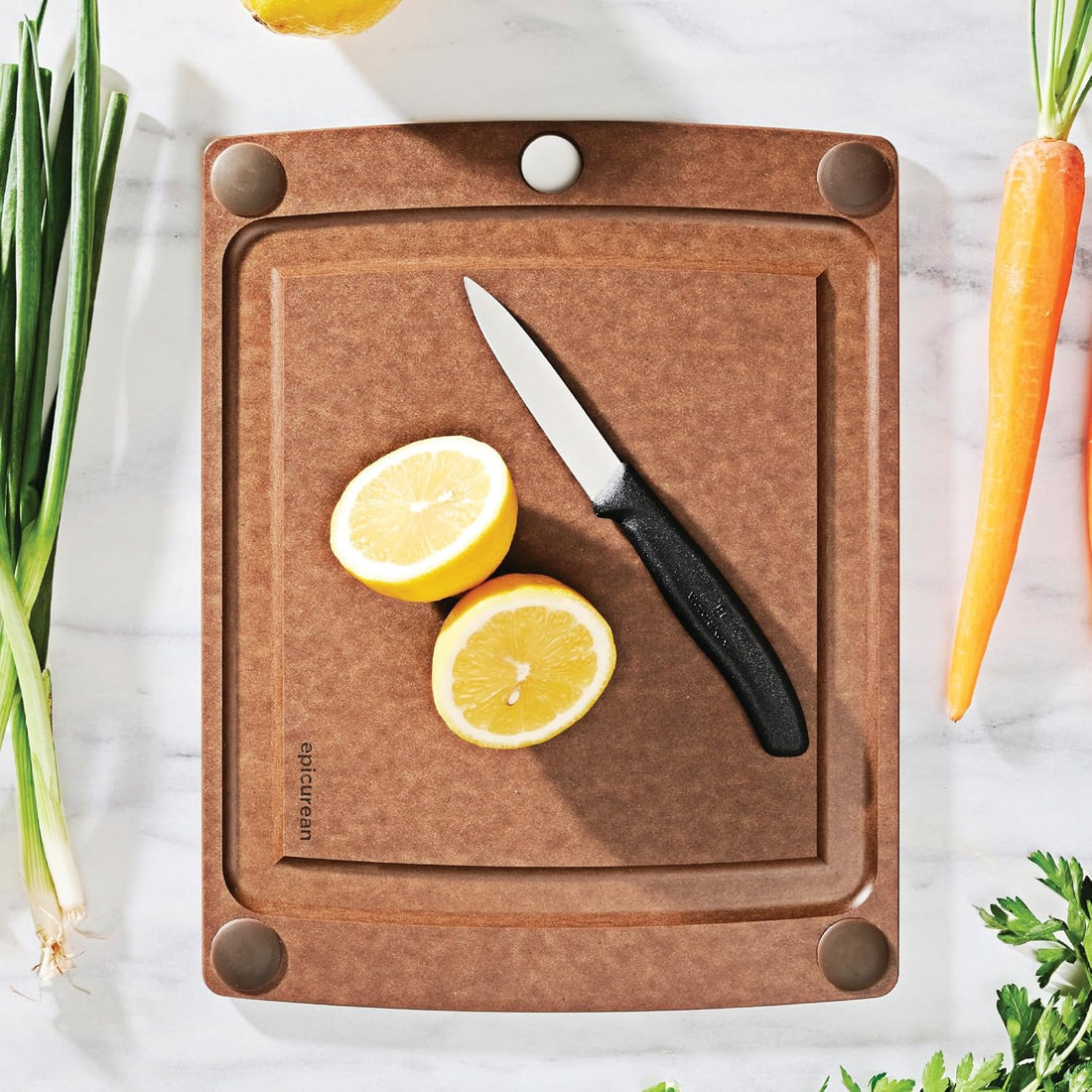 All-in-One 11.5" × 9" Cutting Board in Nutmeg
