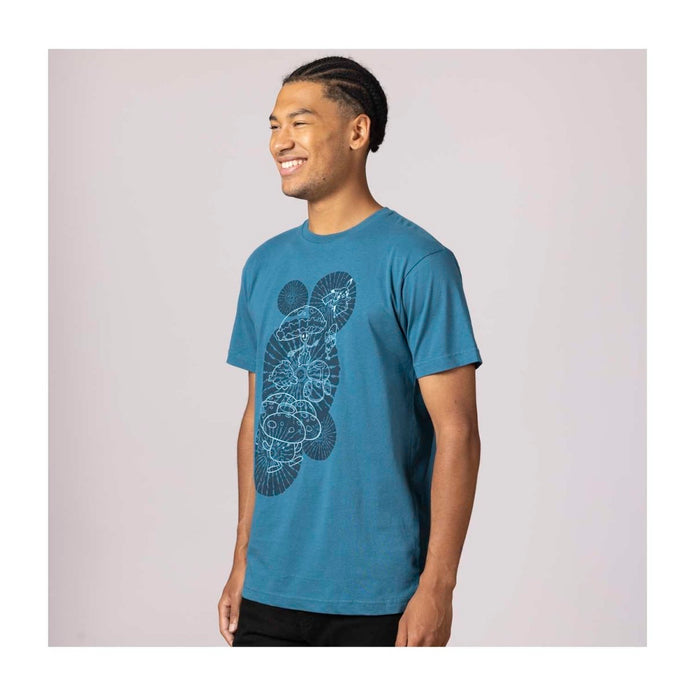 Pikachu, Shiinotic & Friends Pokémon Nature: Fall Blue Relaxed Fit Crew Neck T-Shirt - Adult