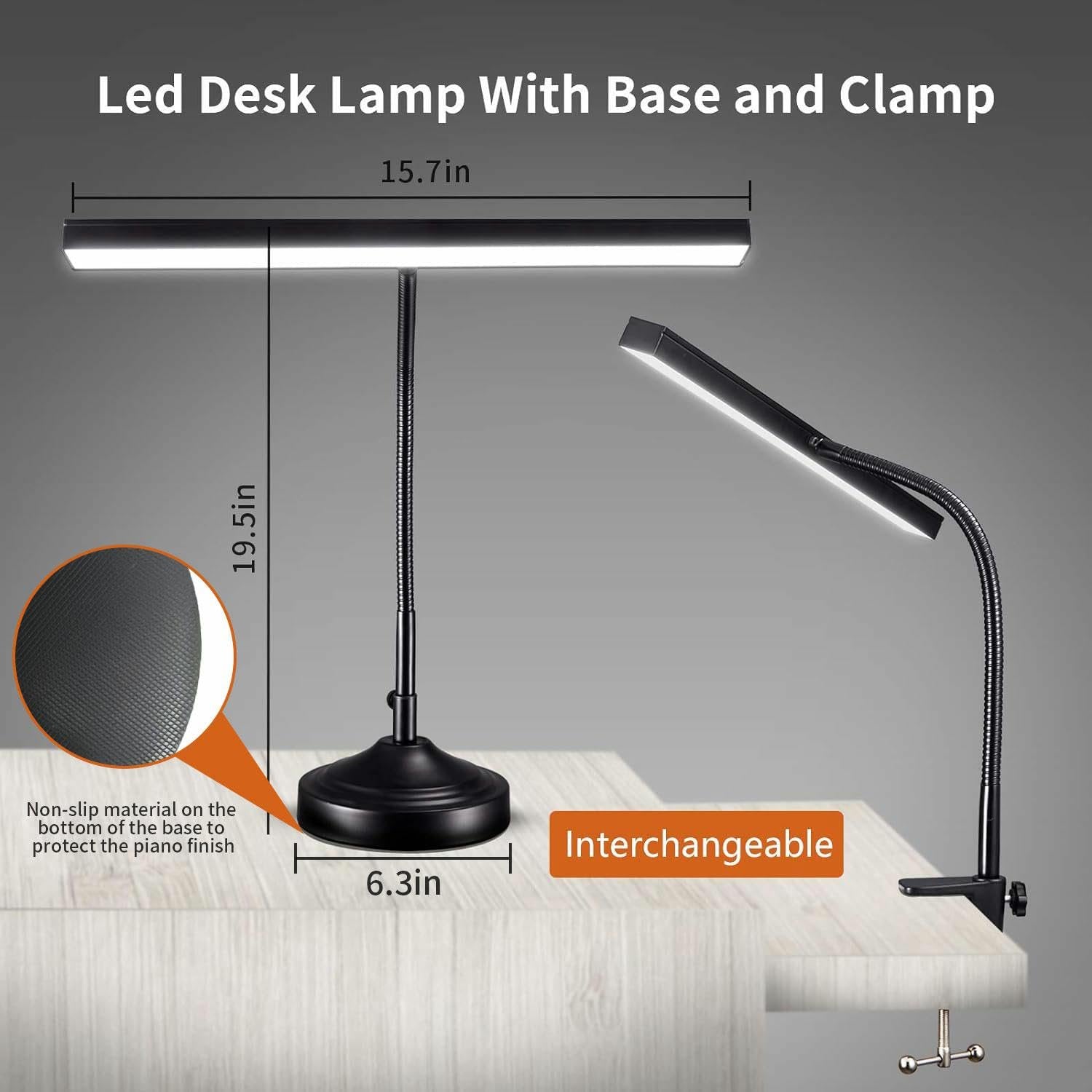 NovoLido Piano Desk Lamp, 2-in-1 LED Piano Light for Upright Digital Grand Piano