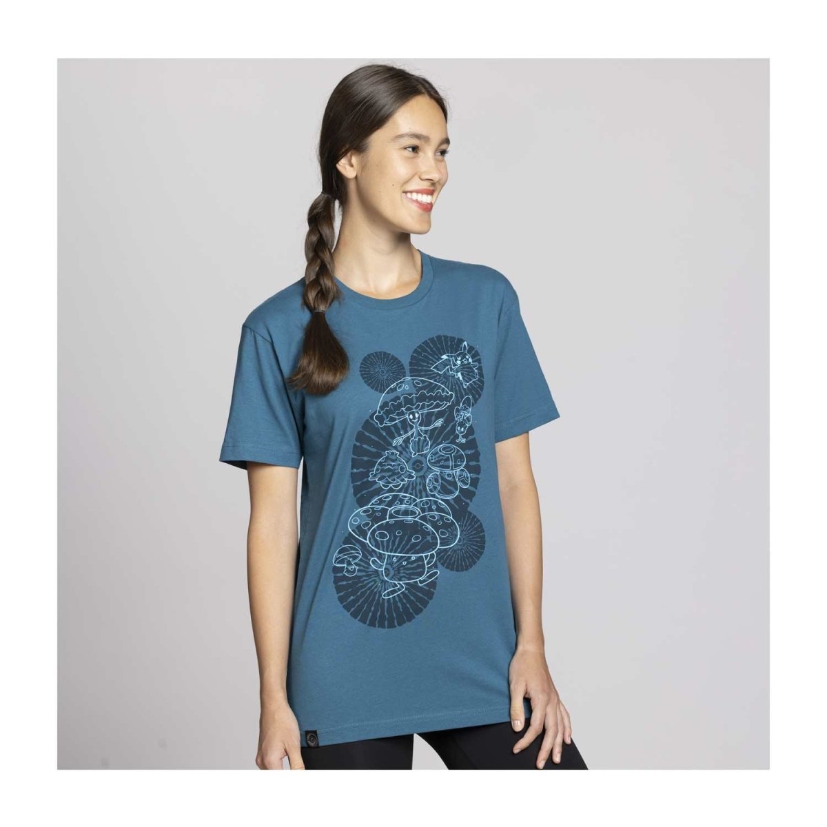Pikachu, Shiinotic & Friends Pokémon Nature: Fall Blue Relaxed Fit Crew Neck T-Shirt - Adult