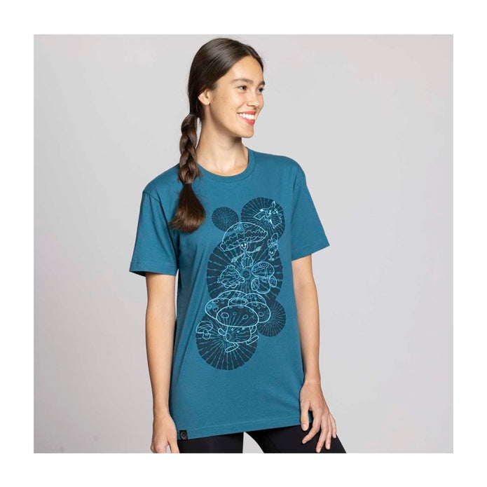 Pikachu, Shiinotic & Friends Pokémon Nature: Fall Blue Relaxed Fit Crew Neck T-Shirt - Adult