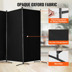 VEVOR Room Divider 3 Panels Fabric Room Privacy Screen for Office Bedroom Black