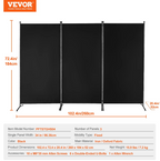 VEVOR Room Divider 3 Panels Fabric Room Privacy Screen for Office Bedroom Black