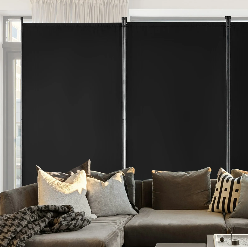 VEVOR Room Divider 3 Panels Fabric Room Privacy Screen for Office Bedroom Black