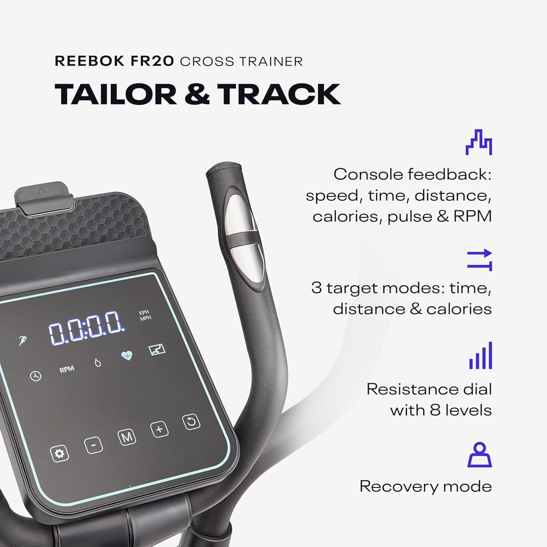 Reebok Elliptical Exercise Machine: Bluetooth Compatible Front Driven Cross Trainer