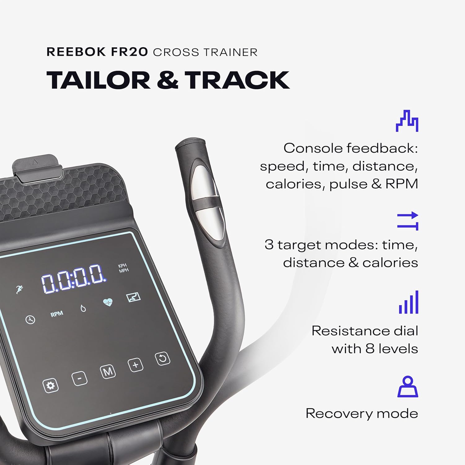 Reebok Elliptical Exercise Machine: Bluetooth Compatible Front Driven Cross Trainer