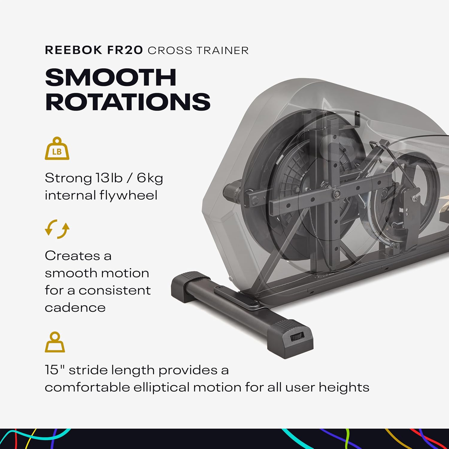 Reebok Elliptical Exercise Machine: Bluetooth Compatible Front Driven Cross Trainer