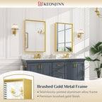 24 x 36 Inch Brushed Gold Mirror for Bathroom Rectangle Square Corner Modern Farmhouse Aluminum