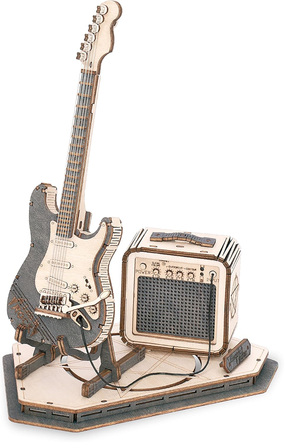 ROBOTIME 3D Puzzle for Kids Wooden Craft Kits DIY Model Guitar Kit to Build Brain Teaser Puzzle Toy TG605K