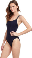 Gottex Women's Moontini Round Neck One Piece Swimsuit Black Size - USA 14