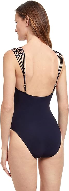 Gottex Women's Moontini Round Neck One Piece Swimsuit Black Size - USA 14