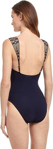 Gottex Women's Moontini Round Neck One Piece Swimsuit Black Size - USA 14