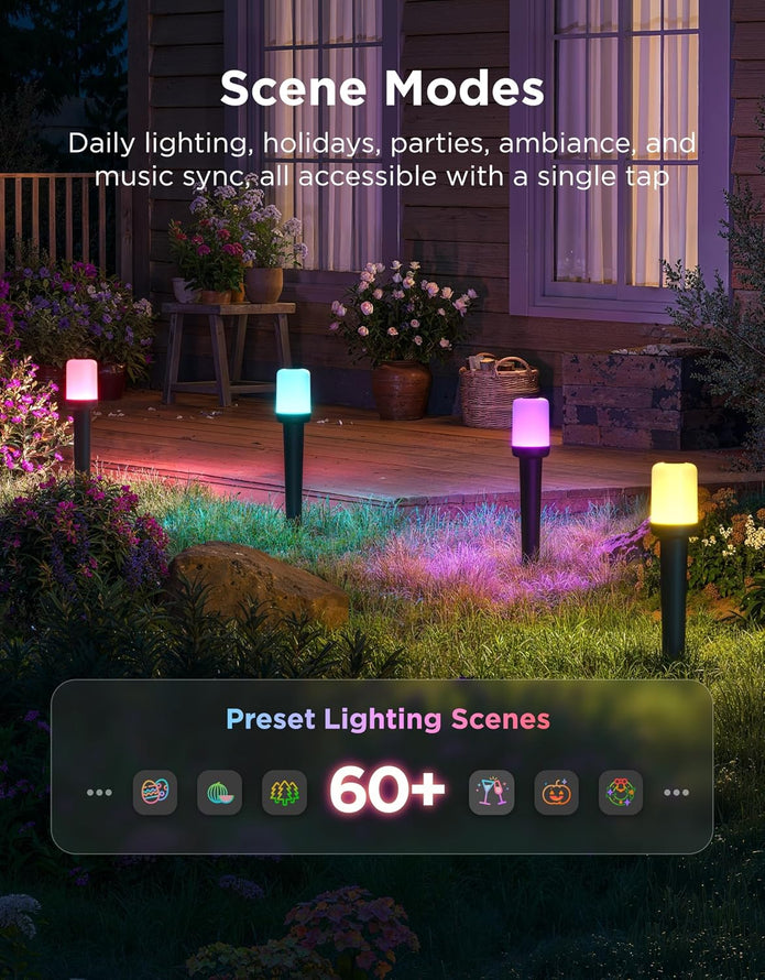 NEW/OPEN BOX Govee Outdoor Cylinder Pathway Lights, 8 Pack, 425 Lumens, IP67 Waterproof | 60+ Preset Scene Modes