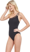 Gottex Womens Black Pearl One ShoulderOne Piece Swimsuit
