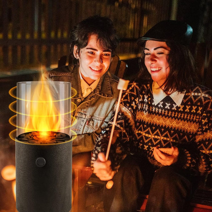 Hotdevil Tabletop Mini Portable Fire Pit Small Propane Fireplace Outdoor Indoor Gas Power Fire Bowl Pot with Clear Heat-Resistant Glass and Many Pebbles Decor for Garden Pool Patio Balcony Porch