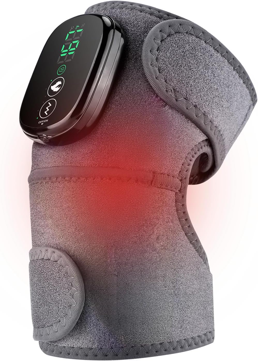 Heated Knee Massager with Vibration, Cordless Heated Knee Brace, Rechargeable 3-in-1 Heating Pad for Knee Elbow Shoulder, 3 Adjustable Intensity & Temperature Levels