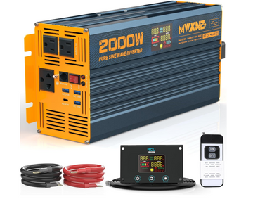 2000W Pure Sine Wave Power Inverter DC 12V to 110V 120V AC with 4 Quick Charging USB Ports& 3 AC Outlets Power Inverters for Vehicles RV Truck Home with LCD Display and Remote Controller