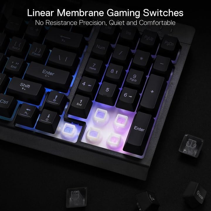 Redragon K515 Shiva RGB Membrane Gaming Keyboard, 98 Keys Mechanical-Feel Keyboard w/Smooth Linear Switch, On-Board Macro & Dedicated Multimedia Keys, Detachable Wrist Rest, Software Supported