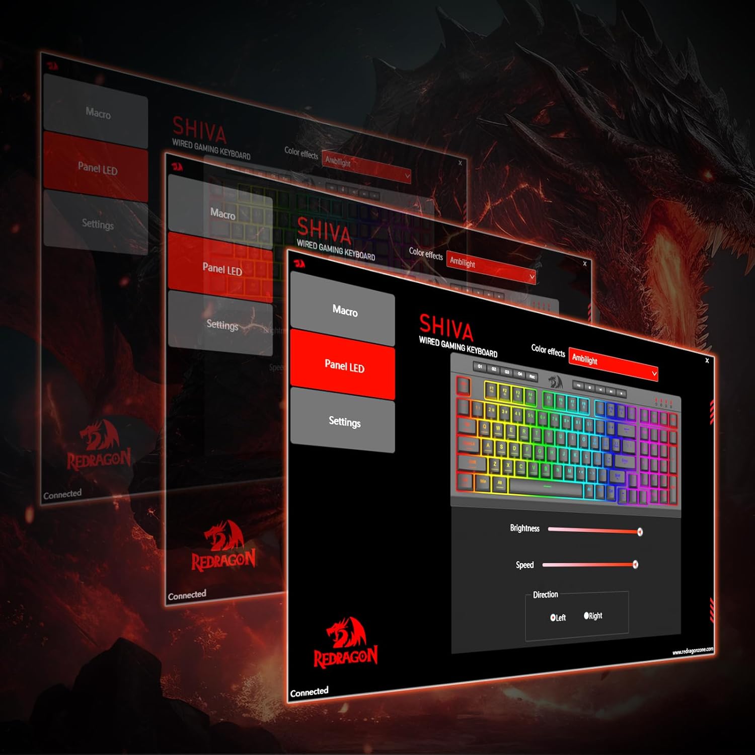 Redragon K515 Shiva RGB Membrane Gaming Keyboard, 98 Keys Mechanical-Feel Keyboard w/Smooth Linear Switch, On-Board Macro & Dedicated Multimedia Keys, Detachable Wrist Rest, Software Supported