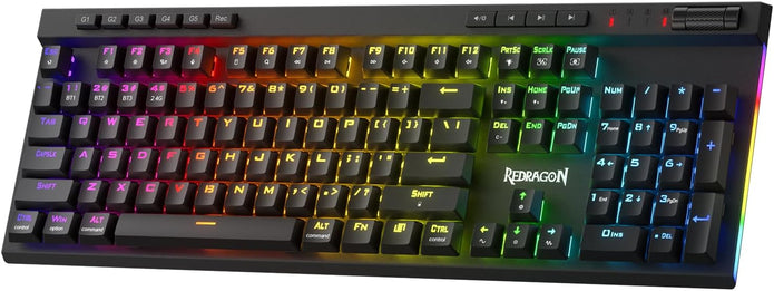 Redragon K580 Vata PRO Wireless RGB Gaming Keyboard, 3-Modes 104 Keys Mechanical Keyboard w/Hot-Swap Socket, Dedicated Media Controls & Onboard Macro Recording, Linear Red Switch