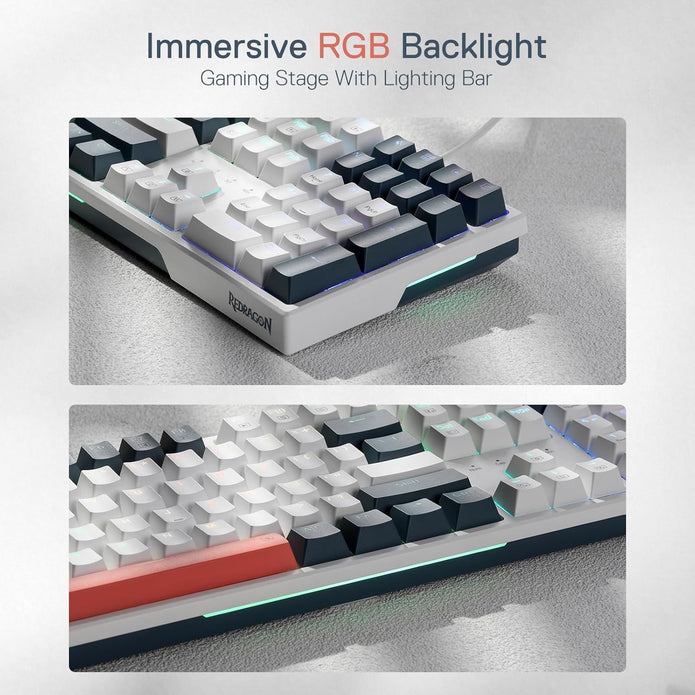 Redragon Trundle K668 RGB Gaming Keyboard, 108 Keys Wired Mechanical Keyboard w/Sound Absorbing Foams, Upgraded Hot-swappable Socket, Mixed Color Keycaps, Red Switch