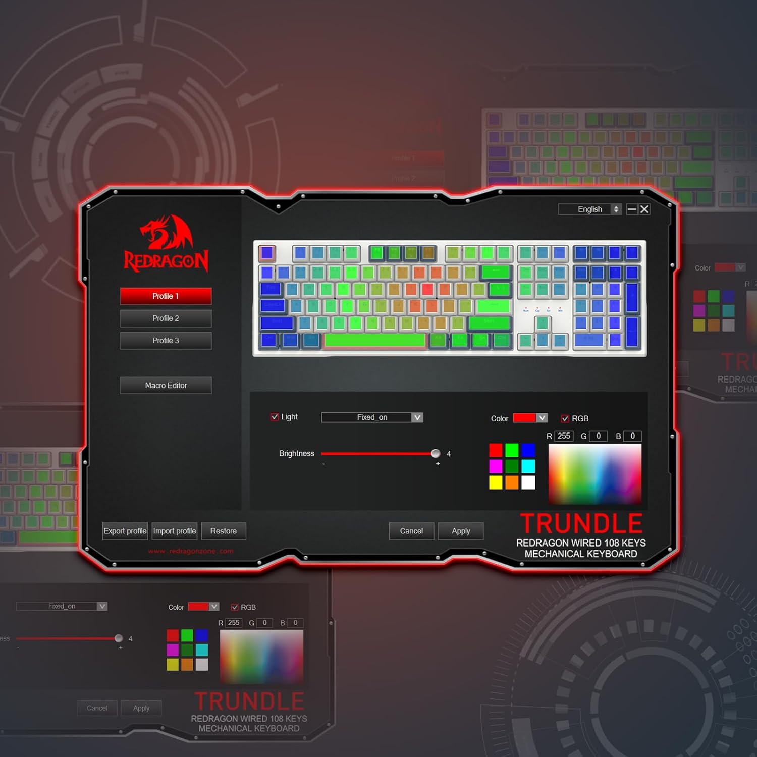 Redragon Trundle K668 RGB Gaming Keyboard, 108 Keys Wired Mechanical Keyboard w/Sound Absorbing Foams, Upgraded Hot-swappable Socket, Mixed Color Keycaps, Red Switch