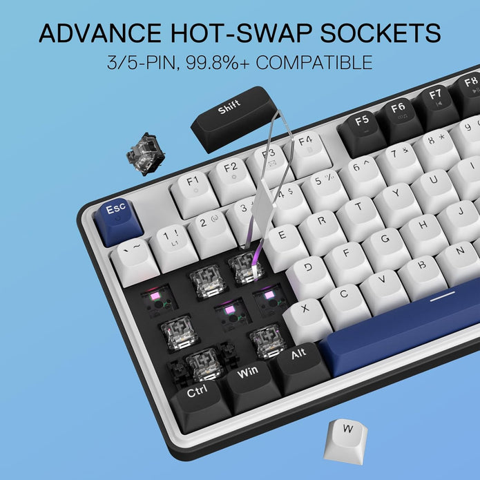 Redragon Wyvern K689 Wired Gasket RGB Gaming Keyboard, 104 Keys + Extra 4 Hotkeys Mechanical Keyboard w/Upgraded Hot-swappable Socket, 5-Layer Noise Dampening, Mixed Color Keycaps, Custom Linear Switch