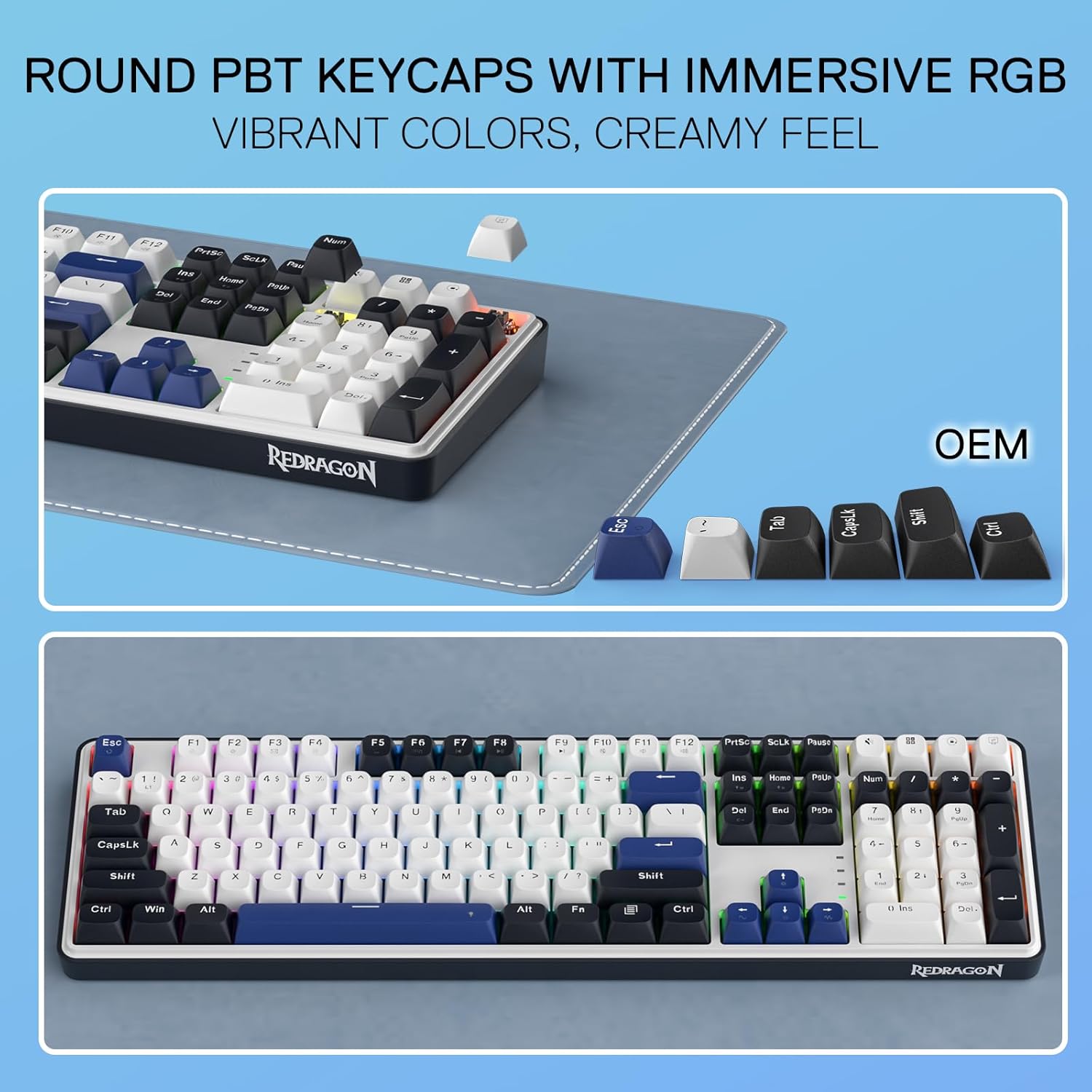 Redragon Wyvern K689 Wired Gasket RGB Gaming Keyboard, 104 Keys + Extra 4 Hotkeys Mechanical Keyboard w/Upgraded Hot-swappable Socket, 5-Layer Noise Dampening, Mixed Color Keycaps, Custom Linear Switch