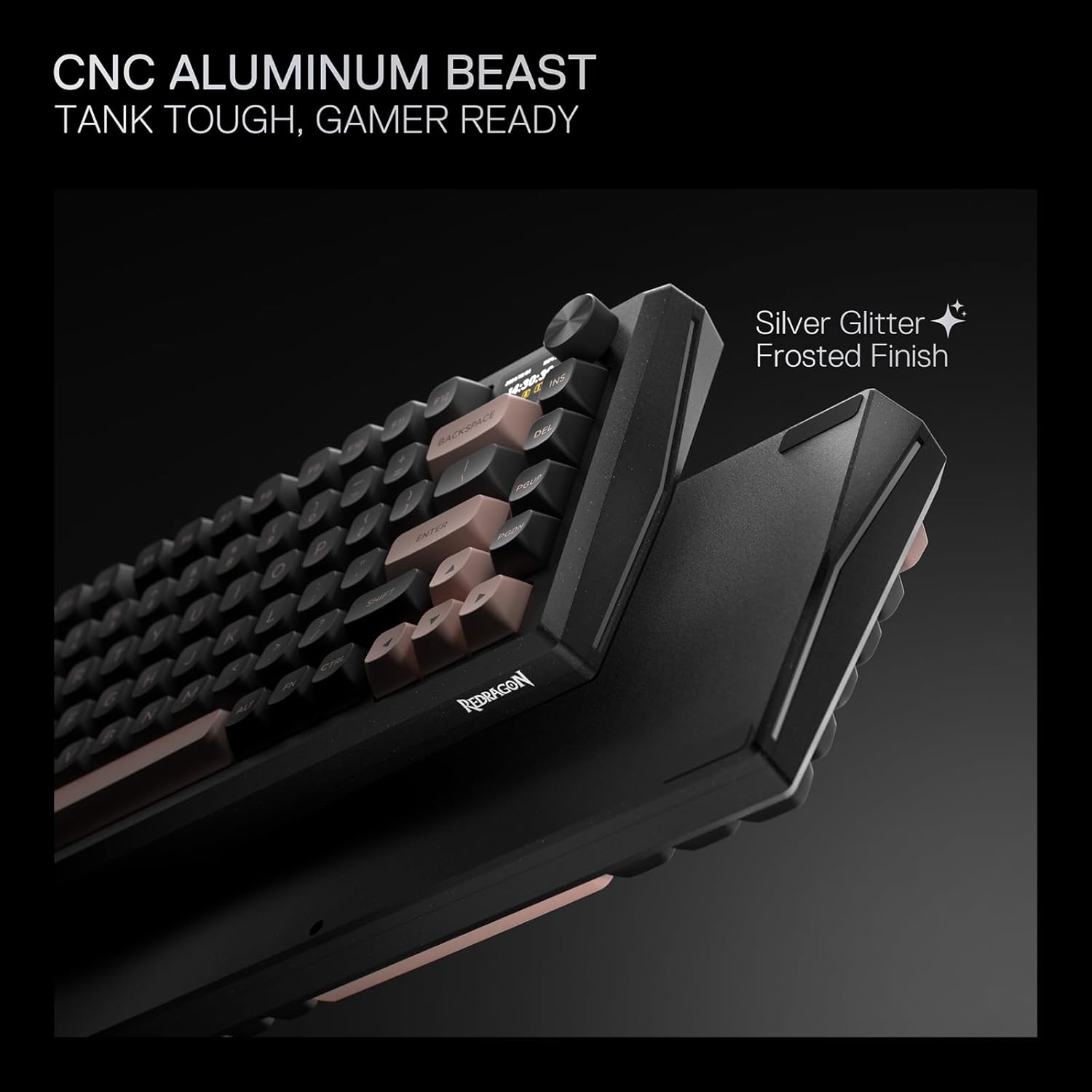 Redragon Eclipse Pro K720 Wireless CNC Gasket Gaming Keyboard w/Hype Screen & Knob, 81 Keys Mechanical Keyboard, Smart 1.14’’ TFT Info Display, 5-Layer Noise Dampening, Custom Linear Switch, Dawn Sakura Color