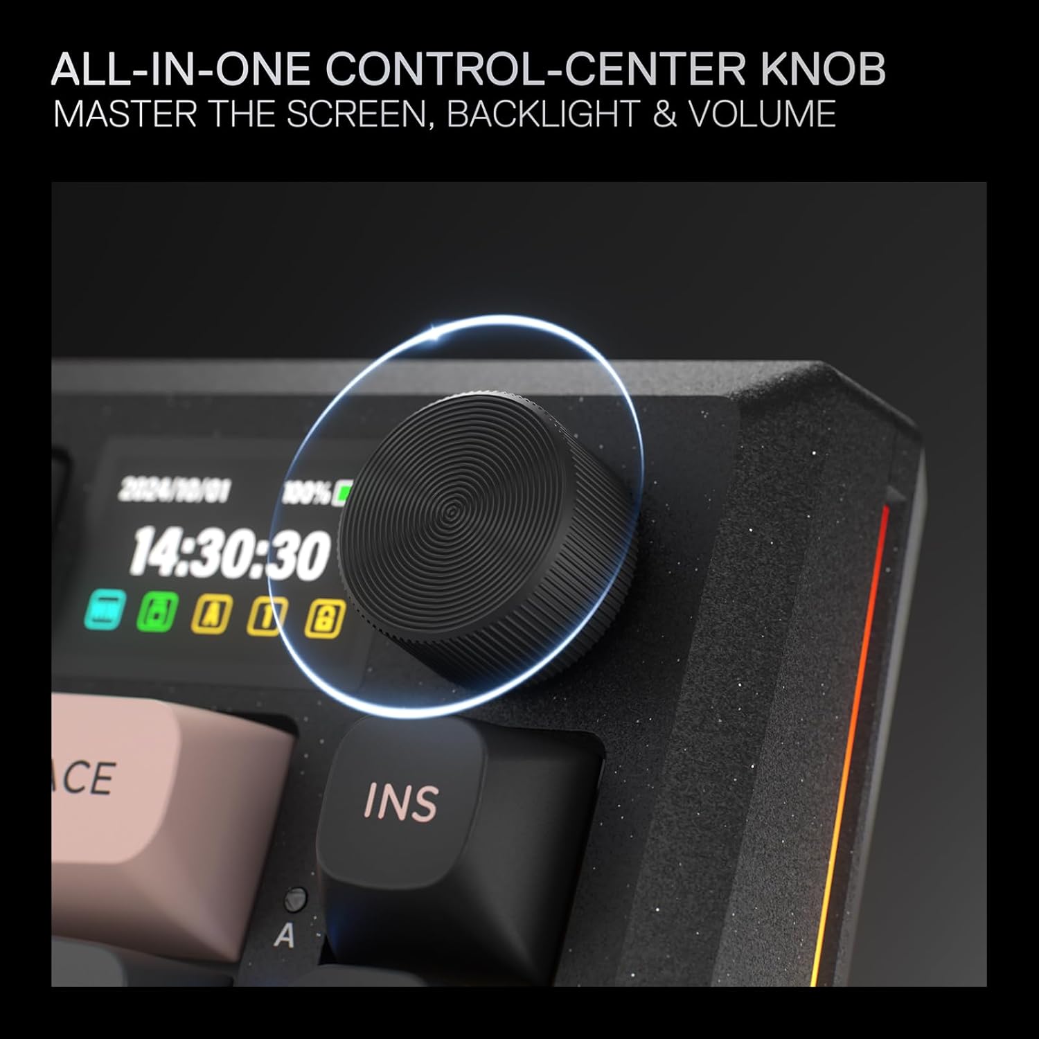 Redragon Eclipse Pro K720 Wireless CNC Gasket Gaming Keyboard w/Hype Screen & Knob, 81 Keys Mechanical Keyboard, Smart 1.14’’ TFT Info Display, 5-Layer Noise Dampening, Custom Linear Switch, Dawn Sakura Color