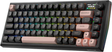 Redragon Eclipse Pro K720 Wireless CNC Gasket Gaming Keyboard w/Hype Screen & Knob, 81 Keys Mechanical Keyboard, Smart 1.14’’ TFT Info Display, 5-Layer Noise Dampening, Custom Linear Switch, Dawn Sakura Color