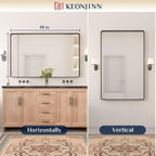 48” x 30” Black Bathroom Mirrors for Over Sink, Rounded Rectangle Bathroom Vanity Mirror