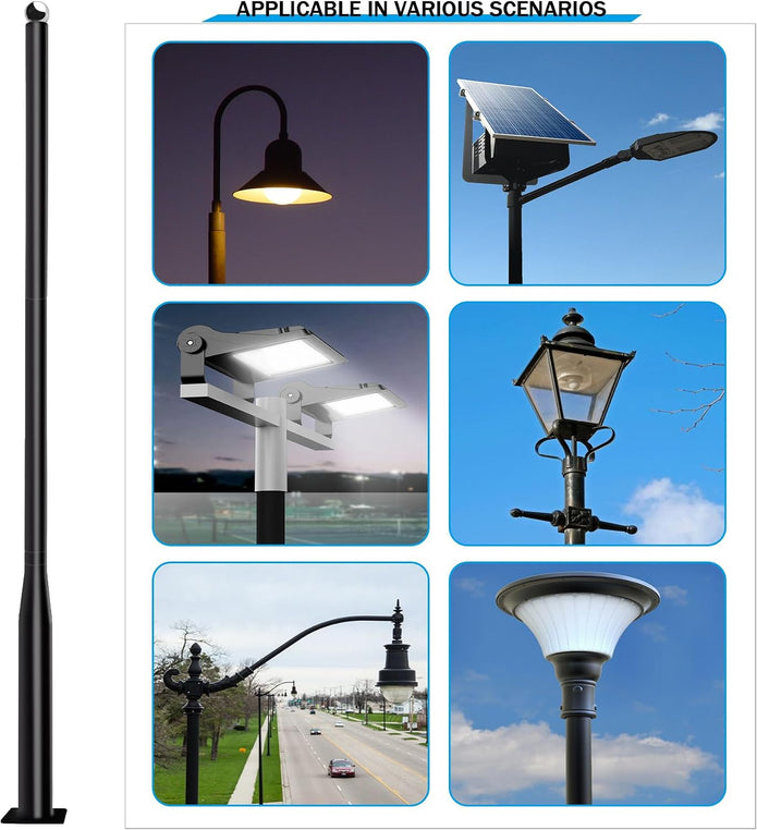 Street Light Pole 10Ft,Street Light Poles for Outdoor Lighting, Solar Street Light Pole Accessory for Street, Patio, Backyard, Basketball Court, Park