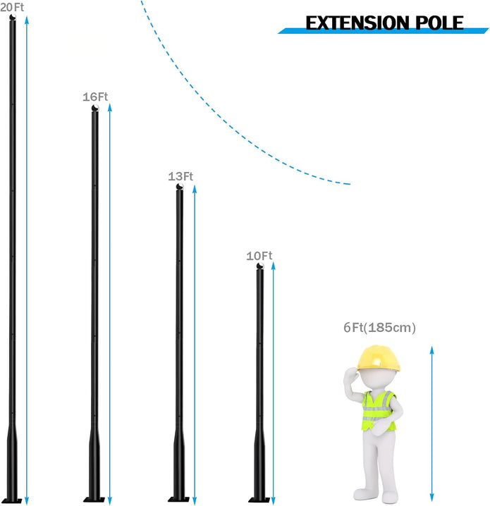 Street Light Pole 10Ft,Street Light Poles for Outdoor Lighting, Solar Street Light Pole Accessory for Street, Patio, Backyard, Basketball Court, Park