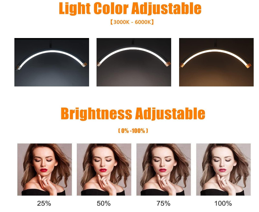 HD-M8X Beauty Salon LED Light, 28 Inch Half Moon Shaped Fill Light, Adjustable Color Temperature
