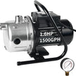 LANCHEZ Shallow Well Pump, Stainless Steel Water Transfer Pump, 115V Garden Irrigation Pump, Water Booster Jet Pump for Home Garden Lawn Farm, Silver | 115V 1.6 HP, 1500 GPH, Portable Stainless Steel