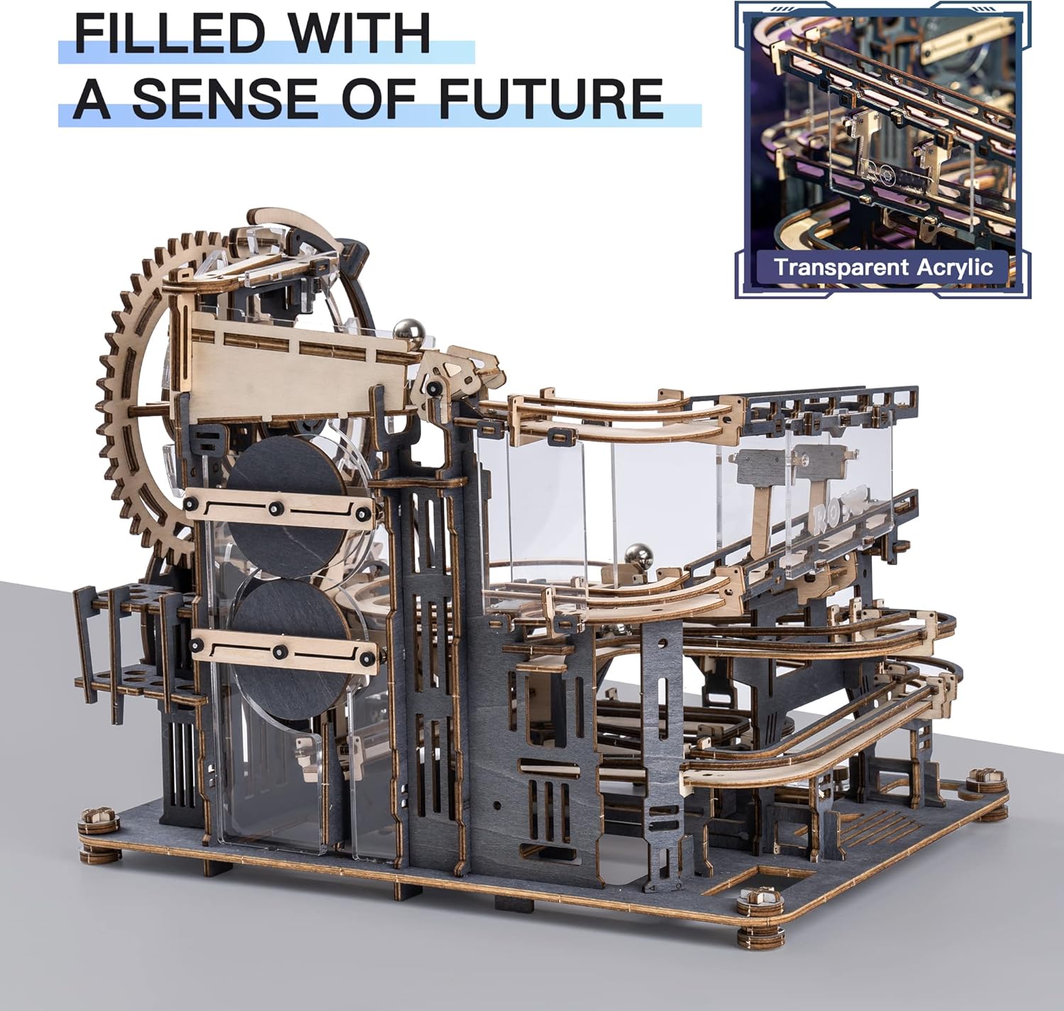 ROBOTIME 3D Puzzles Marble Run - LGA01 Marble Night City Wooden Model to Build