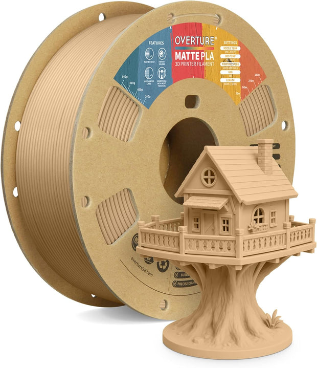 Case of 10 KG OVERTURE Matte PLA 3D Printer Filament 1.75mm, Matt Surface & Low Warping Filament 1kg Spool (2.2 lbs)