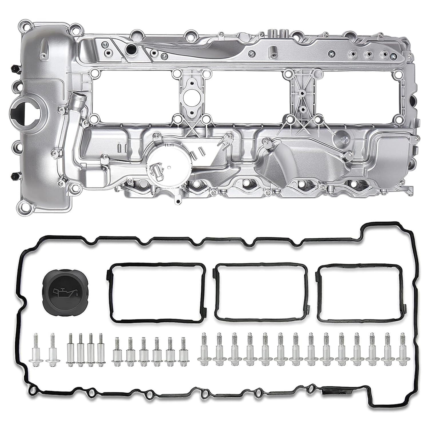 N55 Engine Aluminum Engine Valve Cover Compatible with BMW 135i M235i 535i 335i 640i 435i 740i 740Li X5 X3 X6 X4 X1 M2 435ixDrive 3.0L with Gasket Bolts Kit & Oil Cap