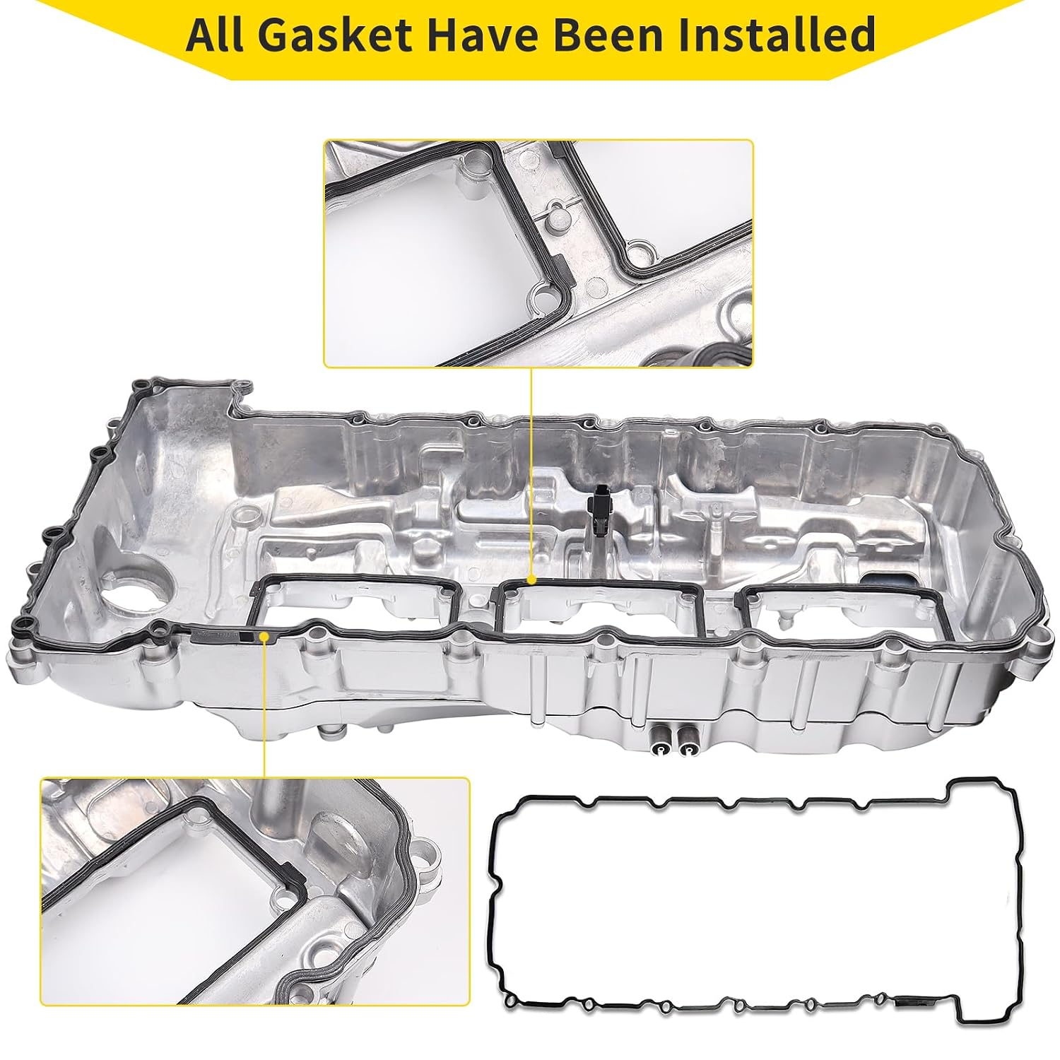 N55 Engine Aluminum Engine Valve Cover Compatible with BMW 135i M235i 535i 335i 640i 435i 740i 740Li X5 X3 X6 X4 X1 M2 435ixDrive 3.0L with Gasket Bolts Kit & Oil Cap