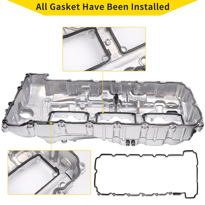 N55 Engine Aluminum Engine Valve Cover Compatible with BMW 135i M235i 535i 335i 640i 435i 740i 740Li X5 X3 X6 X4 X1 M2 435ixDrive 3.0L with Gasket Bolts Kit & Oil Cap
