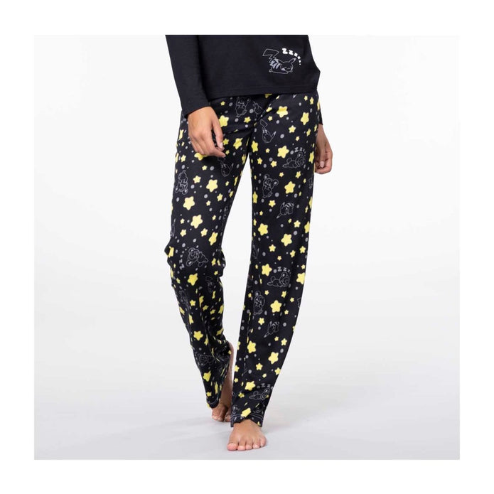 Pokemon center Pikachu & Teddiursa Black & Yellow Lounge Pants - Women