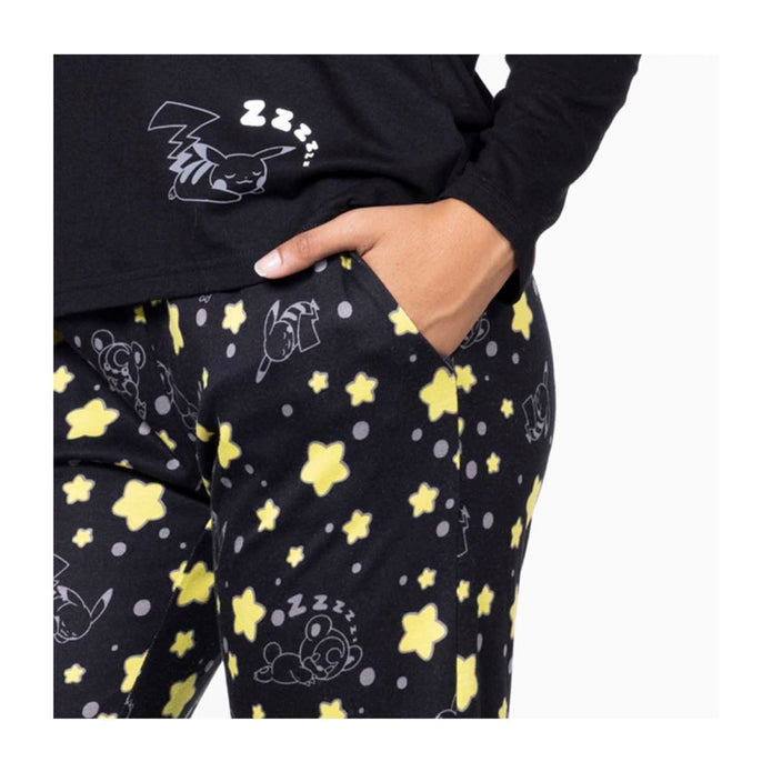 Pokemon center Pikachu & Teddiursa Black & Yellow Lounge Pants - Women