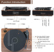LP&No.1 Wireless Record Player with Stereo Speakers, 3-Speed Belt-Drive Turntable for Vinyl Records with Wireless Playback and Auto-Stop