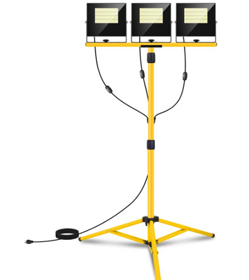 36000 Lumen Work Lights with Stand, 3 Adjustable Head LED Work Light with Adjustable and Foldable Tripod Stand, IP67 Waterproof Lamp Individual Switch with 16FT Cord for Outdoor Construction Lighting