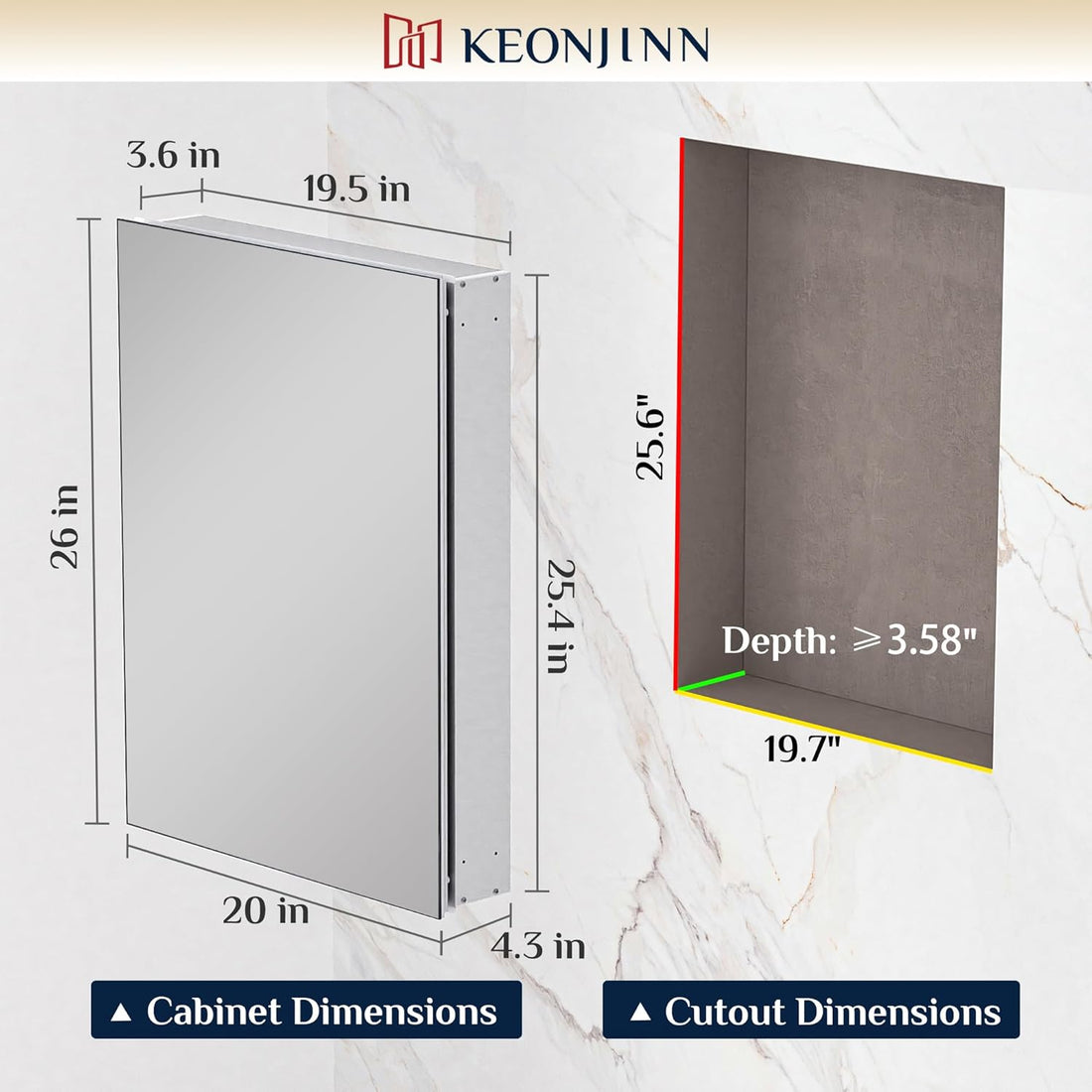 20 x 26 Inch Cabinet, Silver Cabinets for Bathroom with Mirror