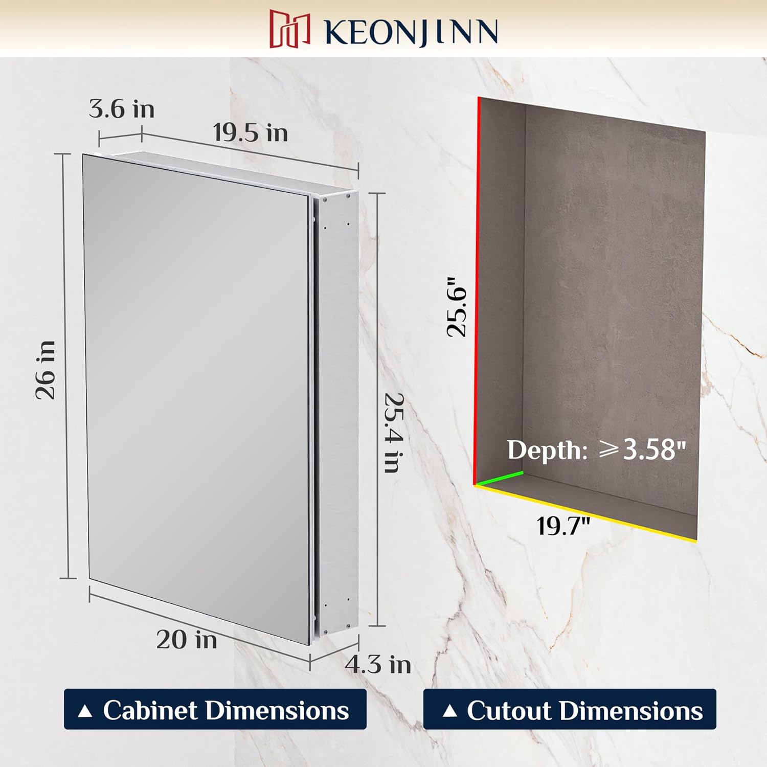 20 x 26 Inch Cabinet, Silver Cabinets for Bathroom with Mirror